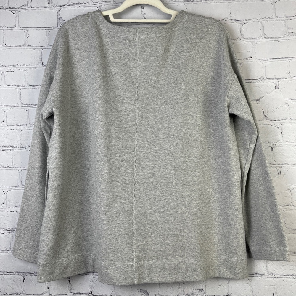 J. JILL Pure Jill very soft cotton gray long sleeve sweater tunic top, size L - Picture 3 of 11